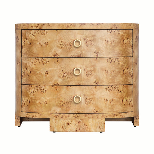 Worlds Away - Demilune Chest With Three Drawers In Burl Wood - HENRY BW - GreatFurnitureDeal
