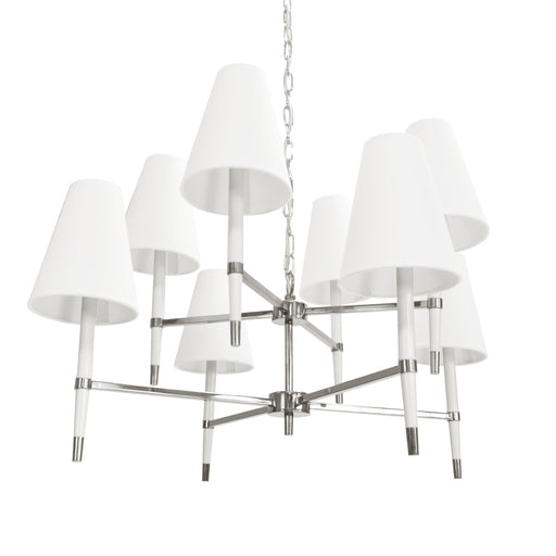 Worlds Away - Two Tier Chandelier In Nickel And White - HINES NWH - GreatFurnitureDeal