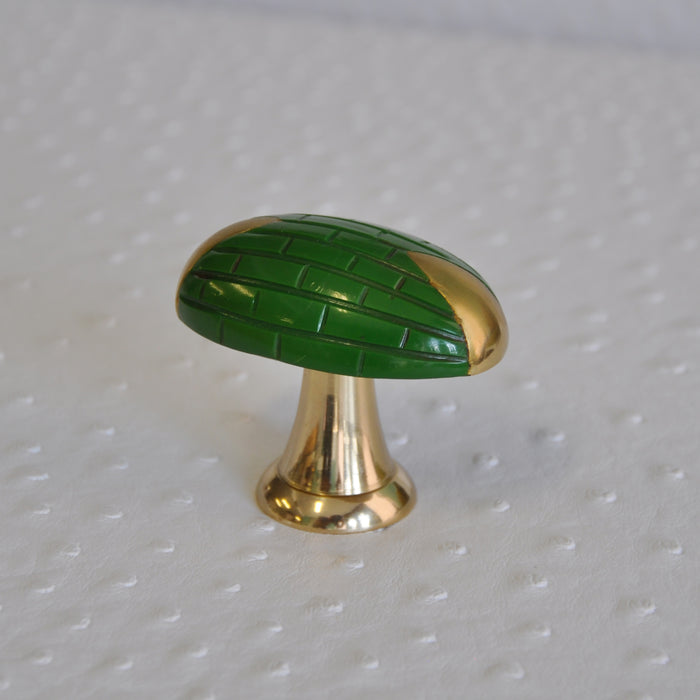 Worlds Away - Hive Scored Oval Knob With Brass Detail In Green - HIVE HGR - GreatFurnitureDeal
