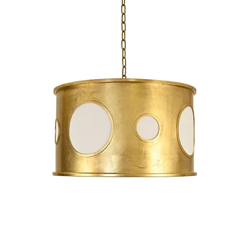 Worlds Away - Horatio Drum Pendant With Inset Frosted Acrylic Circles In Gold Leaf - HORATIO G - GreatFurnitureDeal