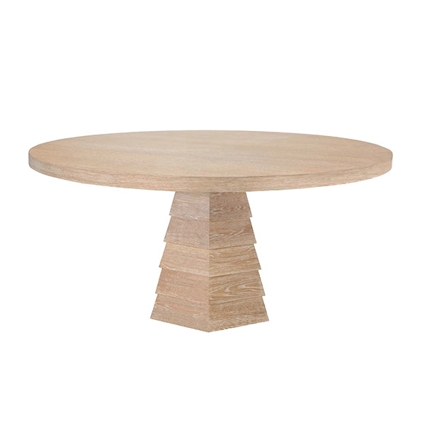 Worlds Away - Hugo Tapering Hexagonal Base With Round Top Dining Table In Cerused Oak - HUGO CO - GreatFurnitureDeal