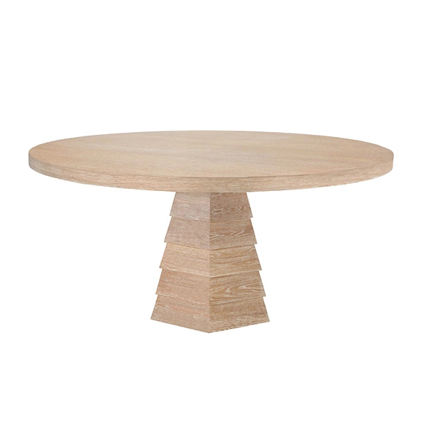 Worlds Away - Hugo Tapering Hexagonal Base With Round Top Dining Table In Cerused Oak - HUGO CO