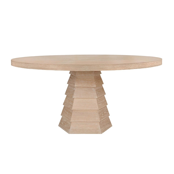 Worlds Away - Hugo Tapering Hexagonal Base With Round Top Dining Table In Cerused Oak - HUGO CO