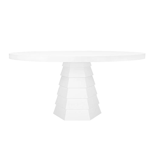 Worlds Away - Hugo Tapering Hexagonal Base With Round Top Dining Table in Matte White Lacquer - HUGO WH - GreatFurnitureDeal