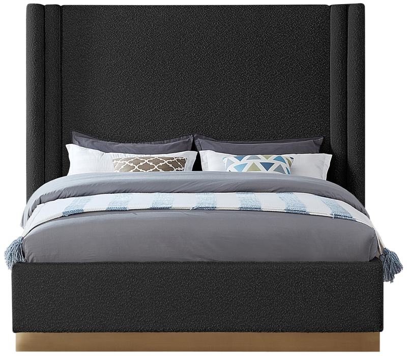 Meridian Furniture - Halton Black Boucle Fabric Upholstered King Bed (3 Boxes) - HaltonBlack-K - GreatFurnitureDeal