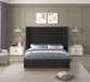 Meridian Furniture - Halton Black Boucle Fabric Upholstered King Bed (3 Boxes) - HaltonBlack-K - GreatFurnitureDeal