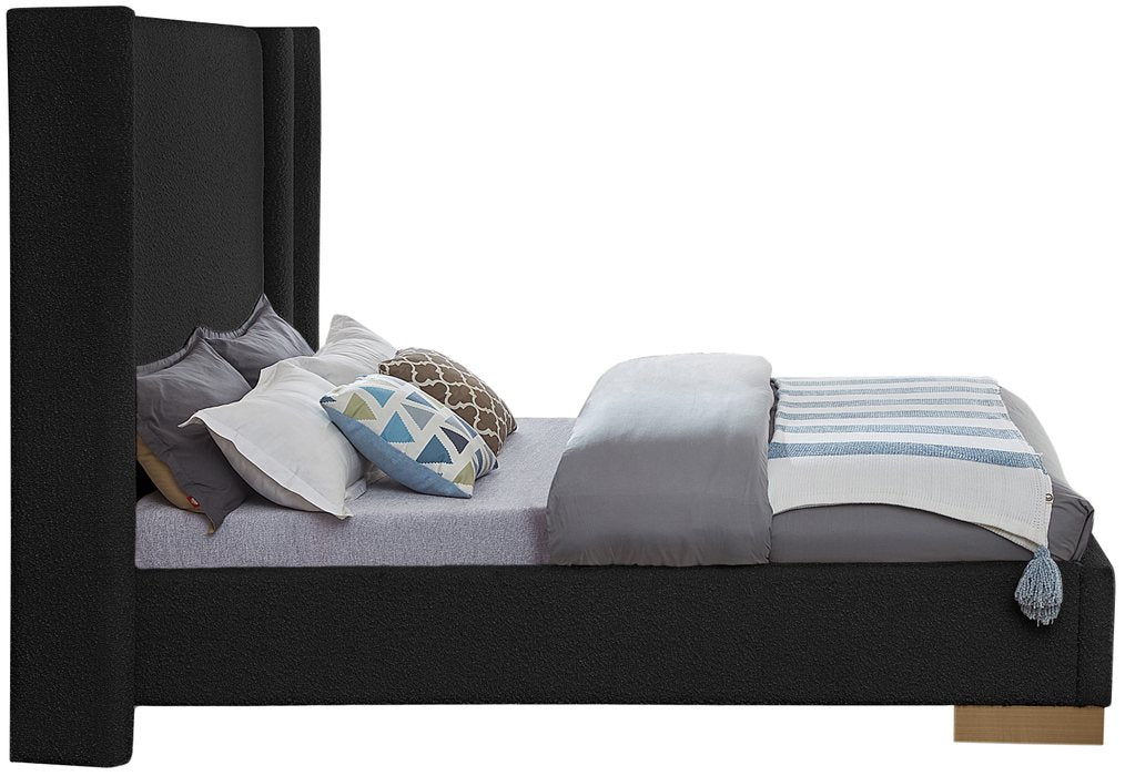 Meridian Furniture - Halton Black Boucle Fabric Upholstered King Bed (3 Boxes) - HaltonBlack-K - GreatFurnitureDeal