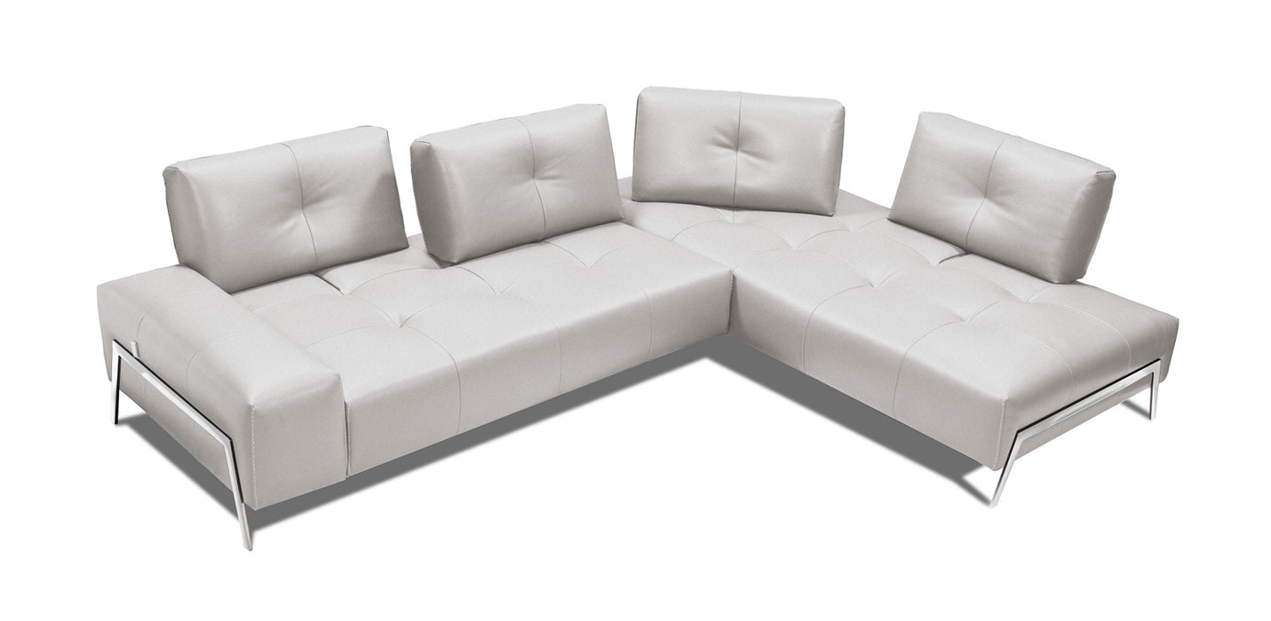 J&M Furniture - I763 Italian Leather LHF Sectional Sofa in Light Grey - 17477-LHF