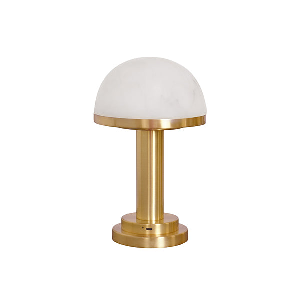 Worlds Away - Rechargeable Mini Table Lamp In Brass With Faux Alabaster Dome Shade - IKE - GreatFurnitureDeal