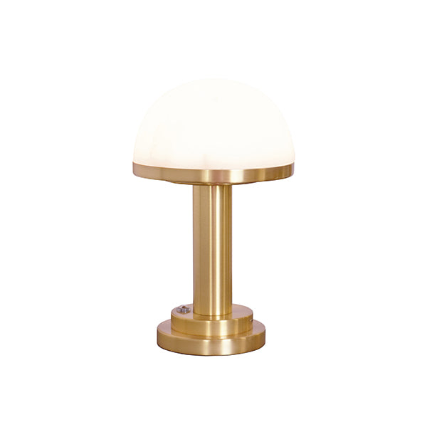 Worlds Away - Rechargeable Mini Table Lamp In Brass With Faux Alabaster Dome Shade - IKE - GreatFurnitureDeal