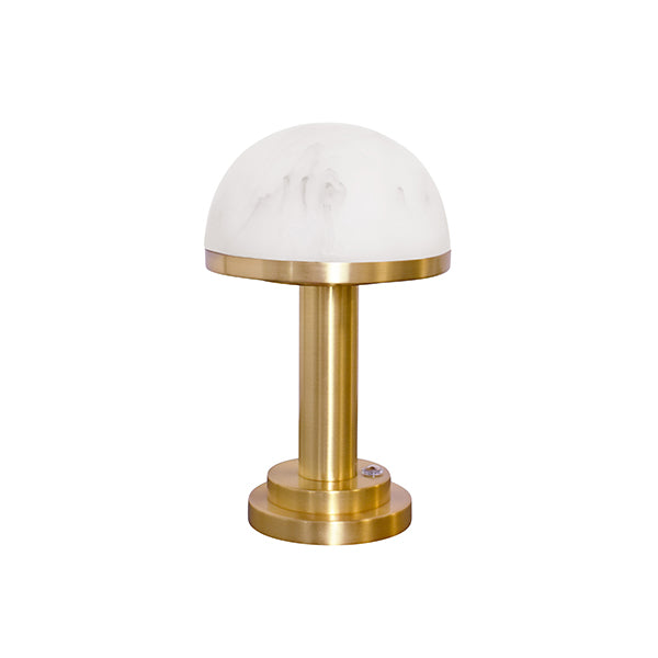 Worlds Away - Rechargeable Mini Table Lamp In Brass With Faux Alabaster Dome Shade - IKE - GreatFurnitureDeal