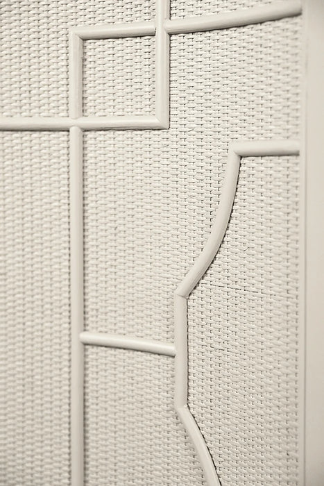 Worlds Away - Isabel Two Door Decorative Rattan Overlay Cabinet With Curved Ends Painted In Antique White - ISABEL AW