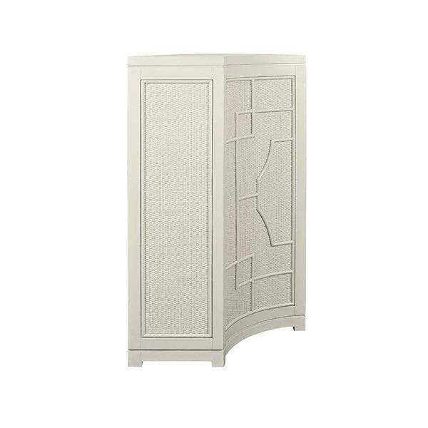 Worlds Away - Isabel Two Door Decorative Rattan Overlay Cabinet With Curved Ends Painted In Antique White - ISABEL AW