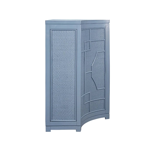 Worlds Away - Isabel Two Door Decorative Rattan Overlay Cabinet With Curved Ends Painted In Capri Blue - ISABEL CB