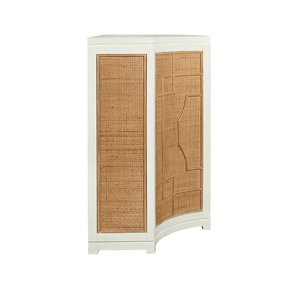 Worlds Away - Isabel Two Door Decorative Rattan Overlay Cabinet With Curved Ends And Painted Matte White Case - ISABEL WH