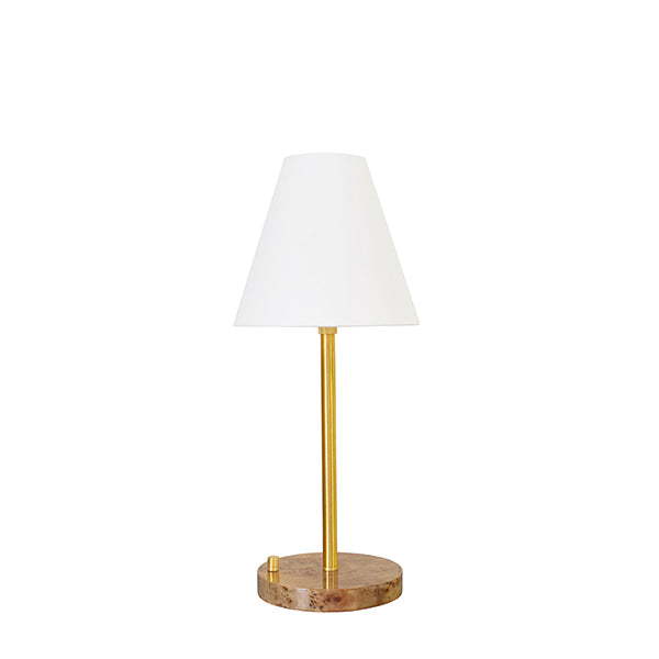 Worlds Away - Rechareable Table Lamp With Adjustable Pole In Brass And White Linen Shade - JACE - GreatFurnitureDeal