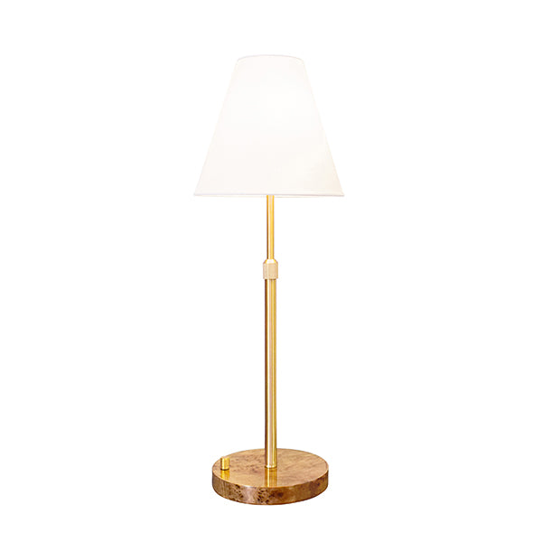 Worlds Away - Rechareable Table Lamp With Adjustable Pole In Brass And White Linen Shade - JACE - GreatFurnitureDeal