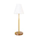 Worlds Away - Rechareable Table Lamp With Adjustable Pole In Brass And White Linen Shade - JACE - GreatFurnitureDeal