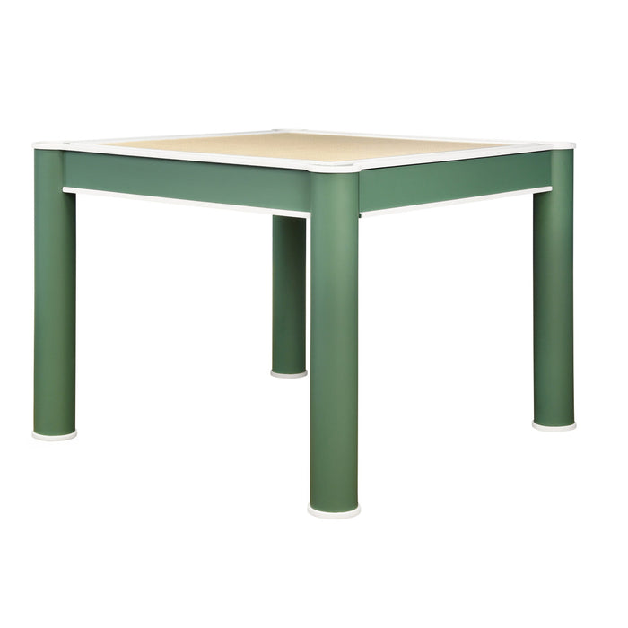 Worlds Away - Jackie Square Two Drawer Round Leg Game Table In Matte Green Lacquer With Matte White Lacquer Edging - JACKIE GR