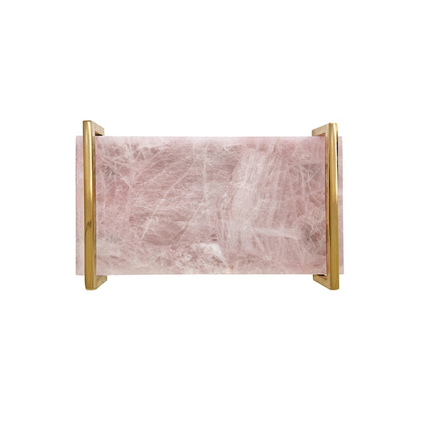 Worlds Away - Pink Quartz Tray With Brass Handles - JARVIS PKQ - GreatFurnitureDeal