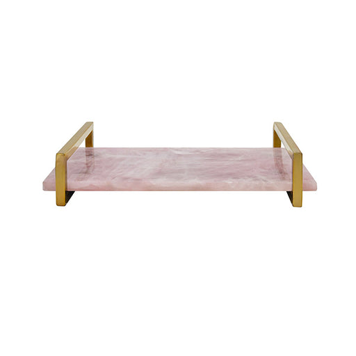 Worlds Away - Pink Quartz Tray With Brass Handles - JARVIS PKQ - GreatFurnitureDeal