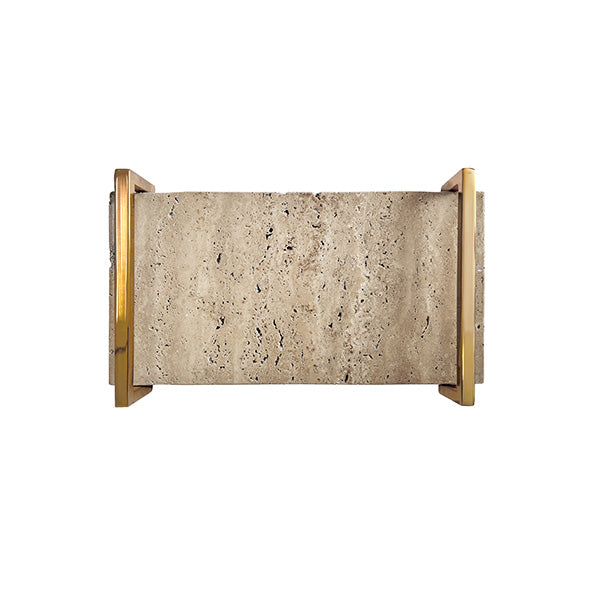 Worlds Away - Travertine Marble Tray With Brass Handles - JARVIS TR - GreatFurnitureDeal