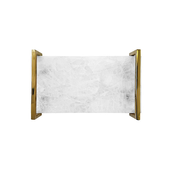 Worlds Away - White Quartz Tray With Brass Handles - JARVIS WHQ - GreatFurnitureDeal