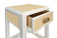 Worlds Away - Jean One Drawer Side Table with Matte White Lacquer Frame and Natural - JEAN NAT - GreatFurnitureDeal
