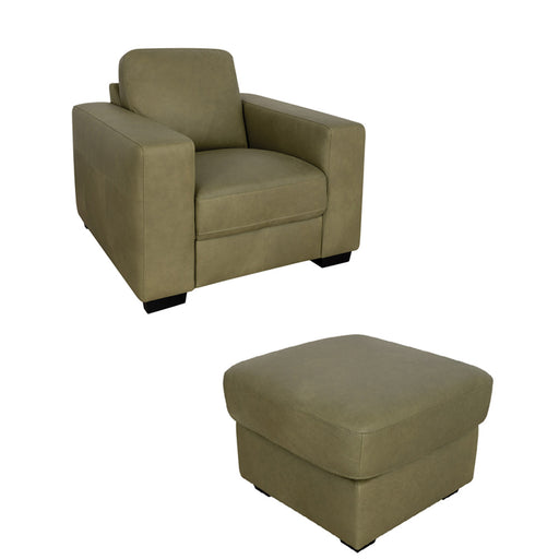 Mariano Italian Leather Furniture - Jett Chair with Ottoman in Olive - Jett-CO-4009 - GreatFurnitureDeal
