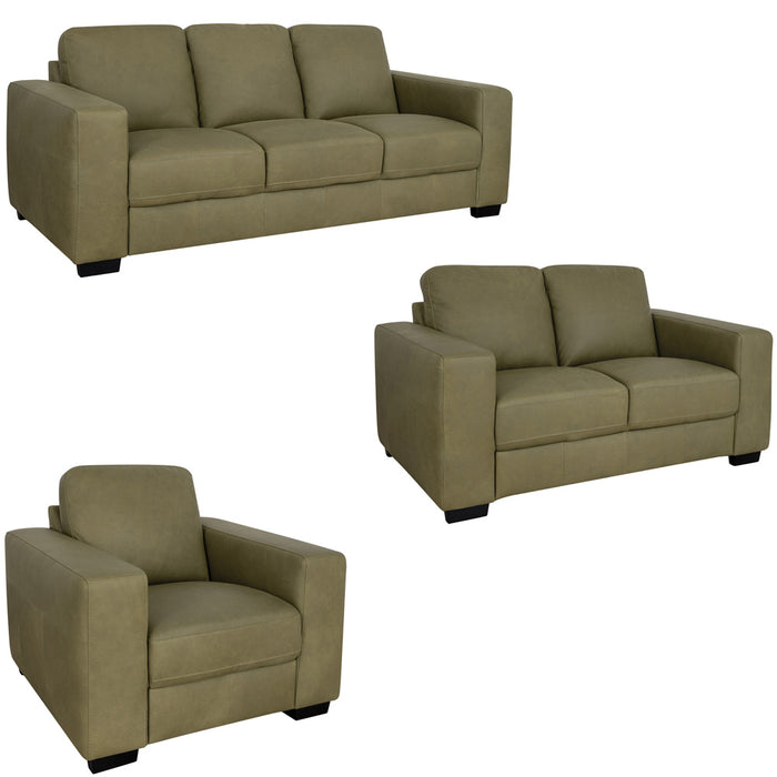 Mariano Italian Leather Furniture - Jett 3 Piece Living Room Set in Olive - Jett-SLC-4009 - GreatFurnitureDeal