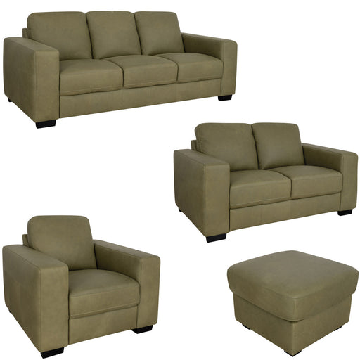 Mariano Italian Leather Furniture - Jett 4 Piece Living Room Set in Olive - Jett-SLCO-4009 - GreatFurnitureDeal