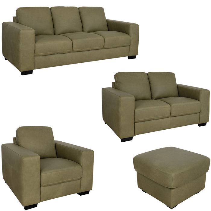 Mariano Italian Leather Furniture - Jett 4 Piece Living Room Set in Olive - Jett-SLCO-4009 - GreatFurnitureDeal