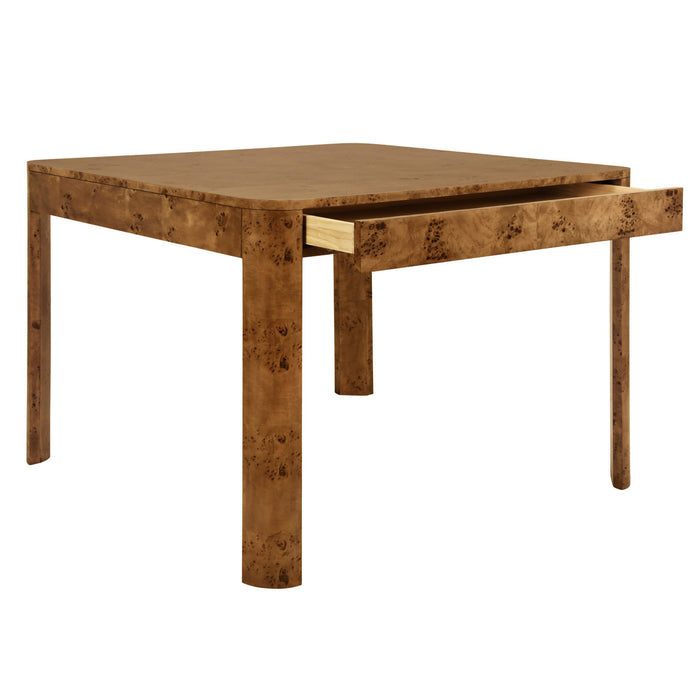 Worlds Away - Jett Square Two Drawer Curved Corner Game Table In Dark Burl Wood - JETT DBW