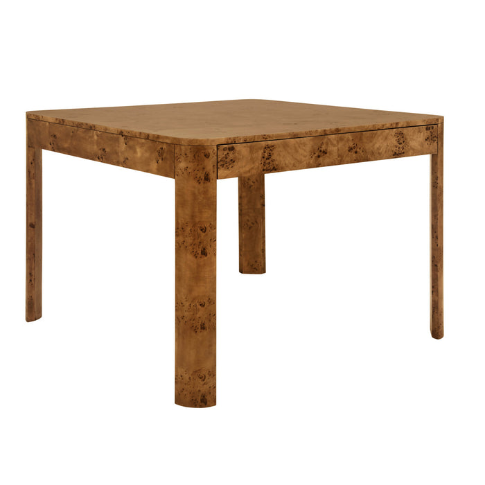 Worlds Away - Jett Square Two Drawer Curved Corner Game Table In Dark Burl Wood - JETT DBW