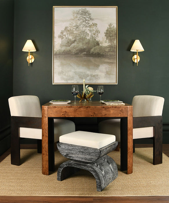 Worlds Away - Jett Square Two Drawer Curved Corner Game Table In Dark Burl Wood - JETT DBW