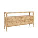 Worlds Away - Jordan Six Drawer Console With Open Shelf In Burl Wood With Polished Brass Knobs - JORDAN BW - GreatFurnitureDeal