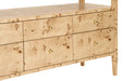 Worlds Away - Jordan Six Drawer Console With Open Shelf In Burl Wood With Polished Brass Knobs - JORDAN BW - GreatFurnitureDeal