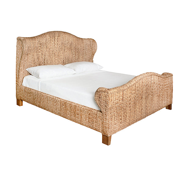 Worlds Away - Winged Headboard And Footboard With Side Rails In Natural Water Hyacinth, King Size - JOVI KING - GreatFurnitureDeal