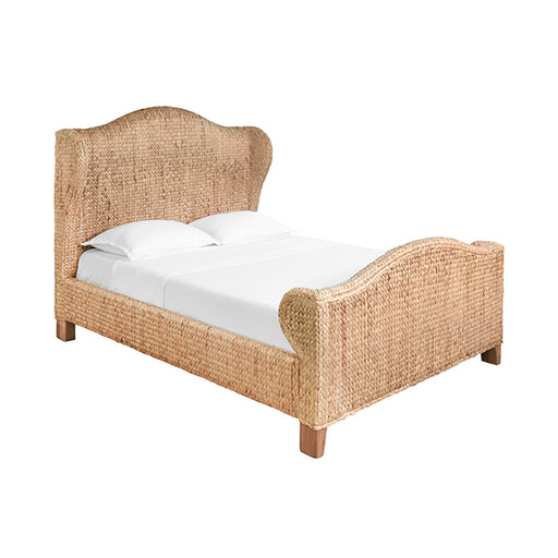 Worlds Away - Winged Headboard And Footboard With Side Rails In Natural Water Hyacinth, Queen Size - JOVI QUEEN - GreatFurnitureDeal