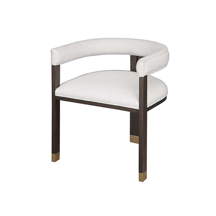Worlds Away - Modern Wooden Accent Chair With White Linen Upholstery - JUDE