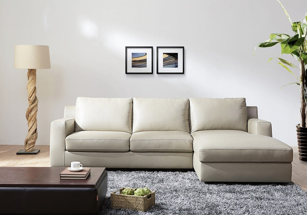 J&M Furniture - Jenny Premium Leather RHF Sectional Sleeper Sofa in Beige - 182220-RHF - GreatFurnitureDeal
