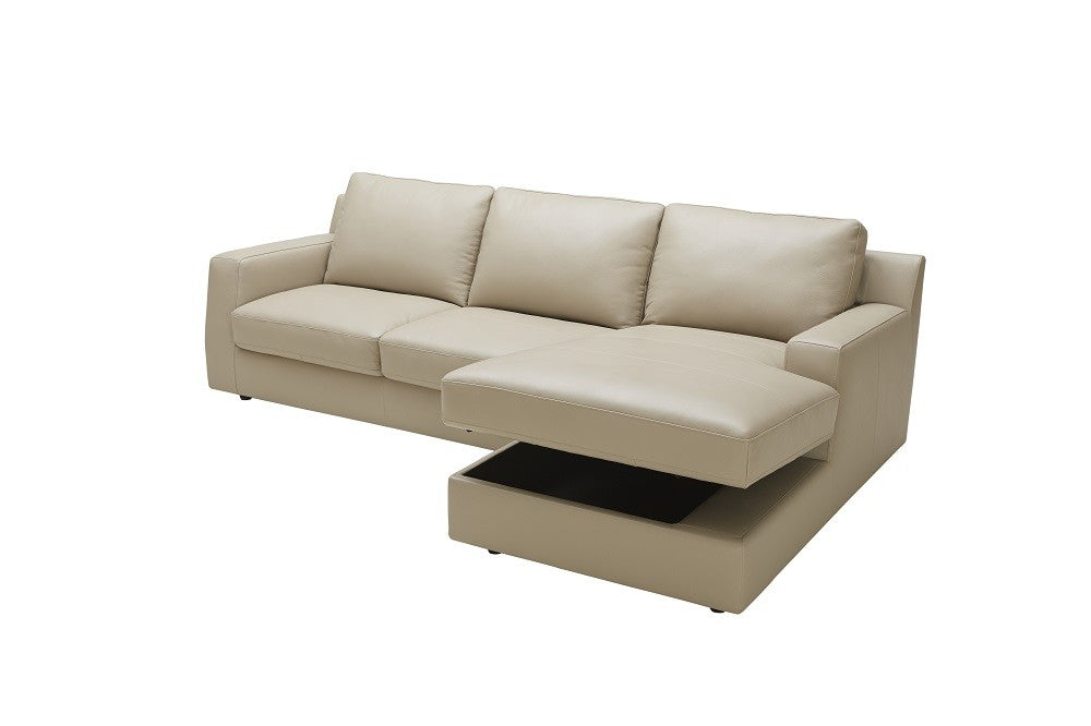 J&M Furniture - Jenny Premium Leather LHF Sectional Sleeper Sofa in Beige - 182220-LHF