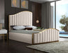 Meridian Furniture - Jolie Cream Velvet Upholstered Queen Bed (3 Boxes) - JolieCream-Q - GreatFurnitureDeal