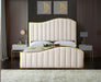 Meridian Furniture - Jolie Cream Velvet Upholstered Queen Bed (3 Boxes) - JolieCream-Q - GreatFurnitureDeal