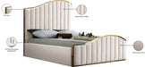 Meridian Furniture - Jolie Cream Velvet Upholstered Queen Bed (3 Boxes) - JolieCream-Q - GreatFurnitureDeal