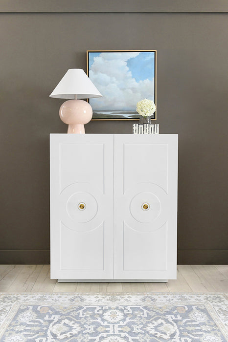 Worlds Away - Justine Glossy White Lacquer Storage Cabinet - JUSTINE WH