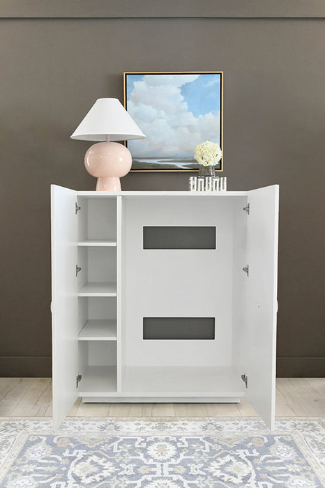 Worlds Away - Justine Glossy White Lacquer Storage Cabinet - JUSTINE WH