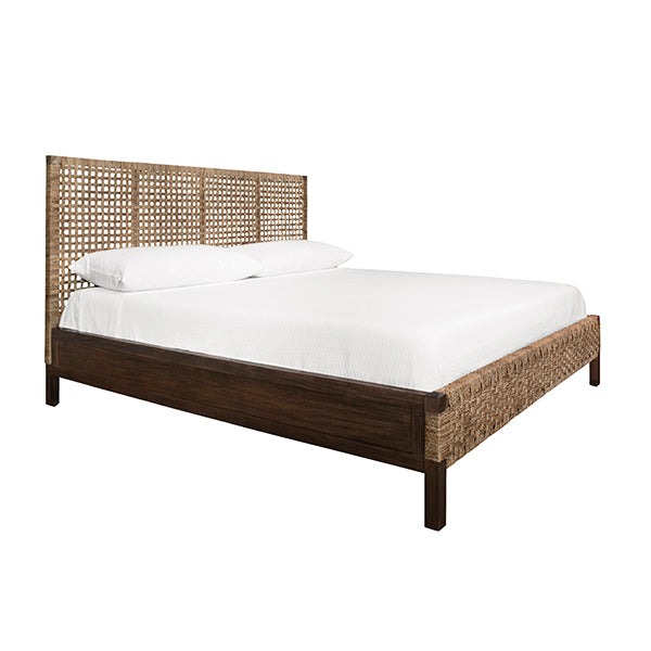 Worlds Away - Seagrass Wrapped Headboard And Footboard With Wood Side Rails And Legs, King Size - KARINA KING - GreatFurnitureDeal