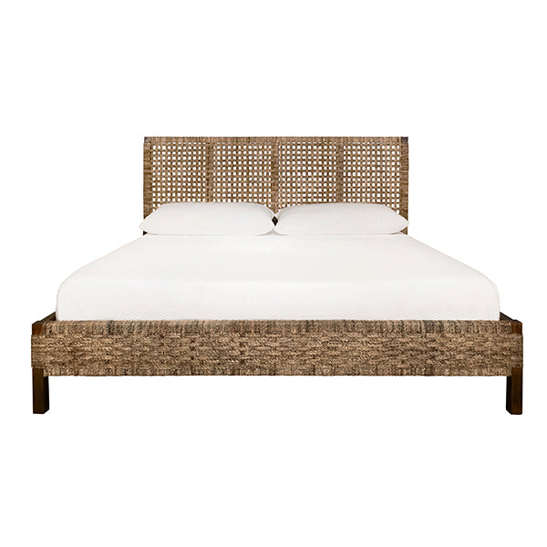 Worlds Away - Seagrass Wrapped Headboard And Footboard With Wood Side Rails And Legs, King Size - KARINA KING - GreatFurnitureDeal