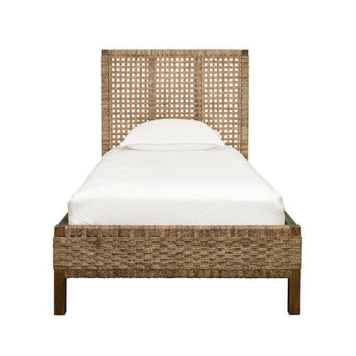 Worlds Away - Seagrass Wrapped Headboard And Footboard With Wood Side Rails And Legs, Twin Size - KARINA TWIN - GreatFurnitureDeal